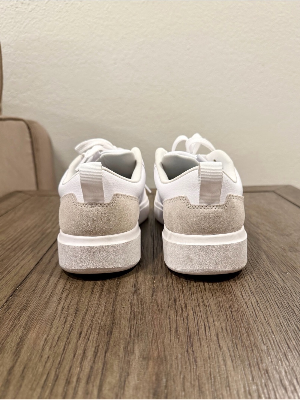 adidas White Athletic Sneakers with Light Gray Heel Accent - Picture 3 of 7